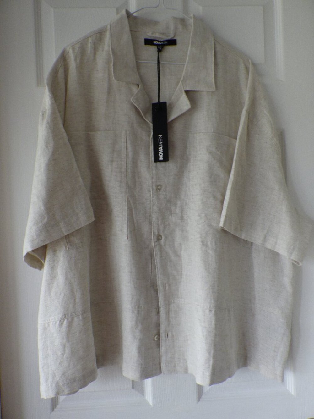 Nova Men's Bahamas Linen Blend Cuban Shirt Short Sleeve Size XL Button Front New